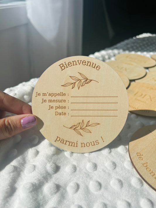 Pastille de bois unitaire - Bienvenue parmi nous