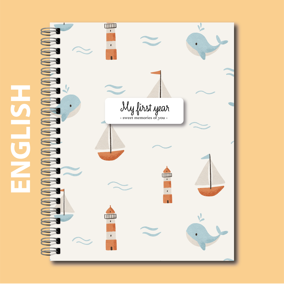 Softcover Baby Keepsake Book: First Year – Sailboats