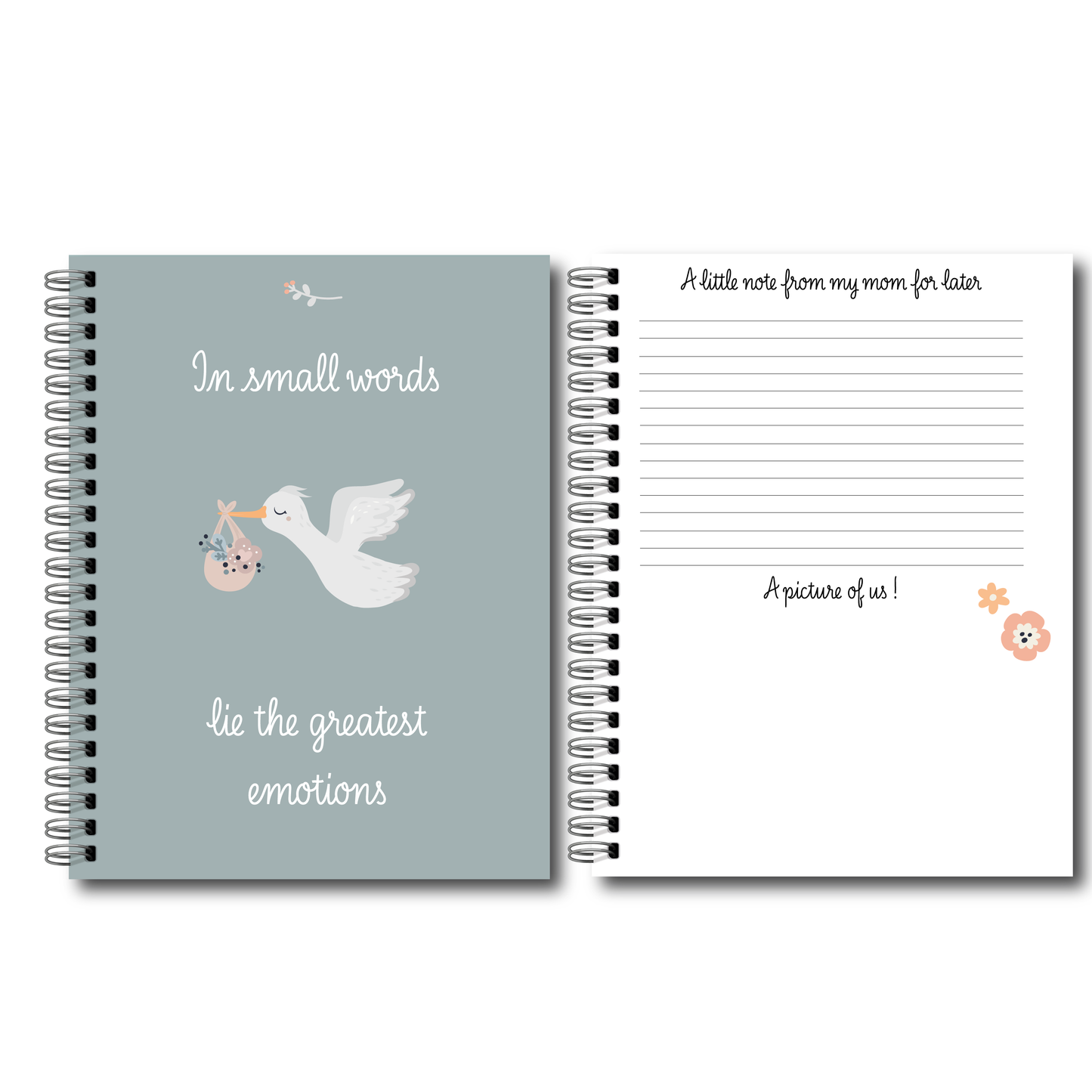 Soft cover baby keepsake book first year - Eucalyptus