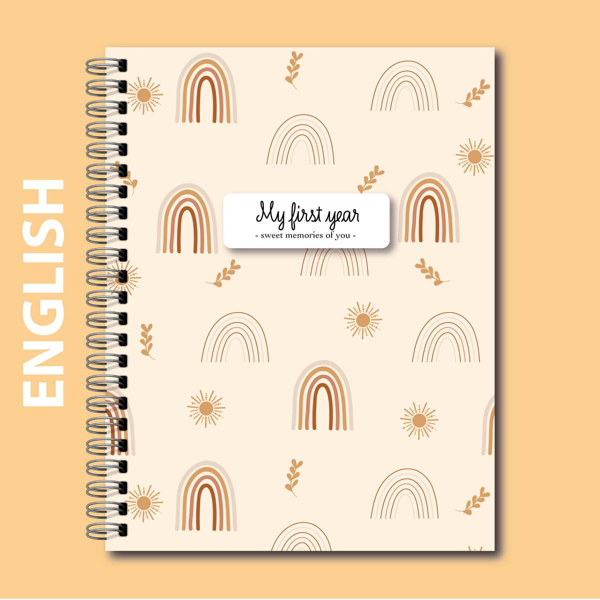 Soft cover baby keepsake book first year - Rainbows