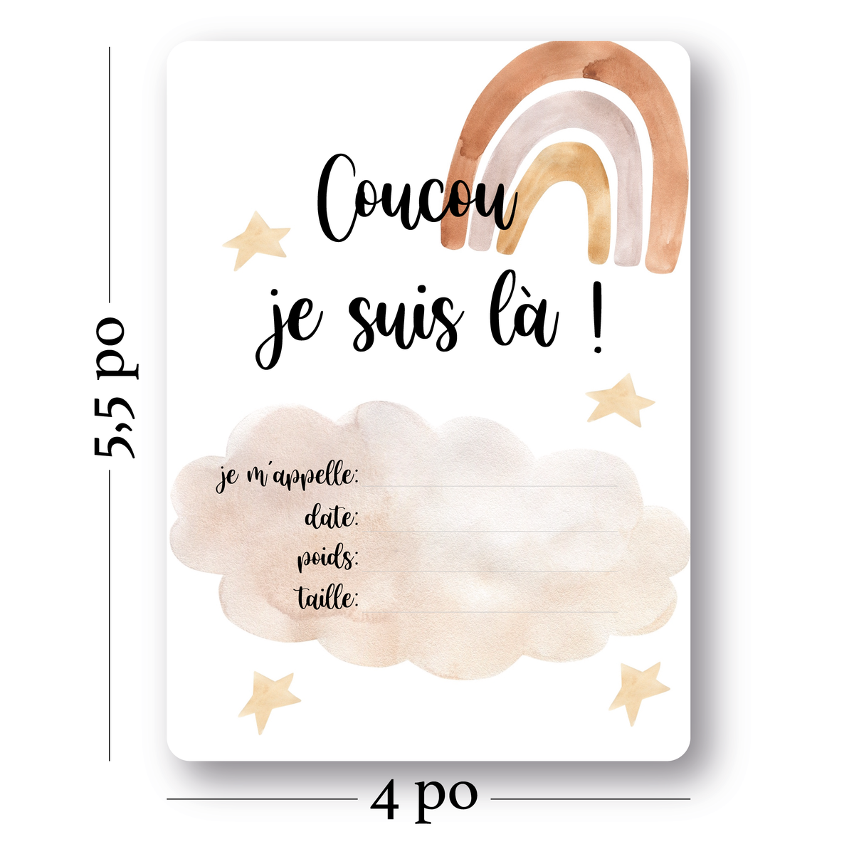 Cartes étapes en carton - Animaux arc-en-ciel