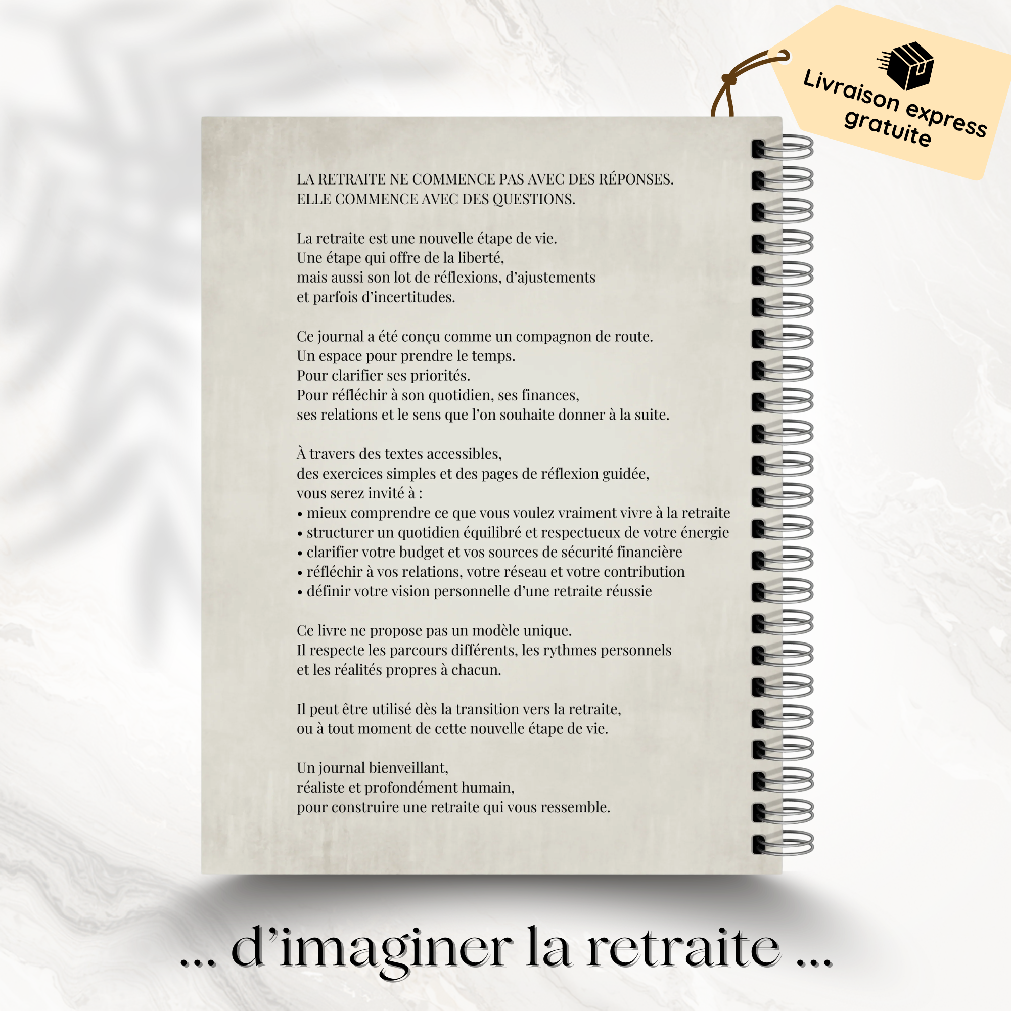 Journal de retraite, préparation, visualisation guidée, cadeau pour retraités et futurs retraités. LIVRAISON GRATUITE