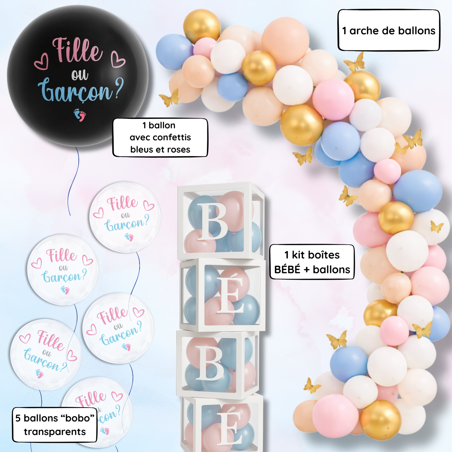 🎈 Kit Gender Reveal – Baby Shower Tout-en-Un