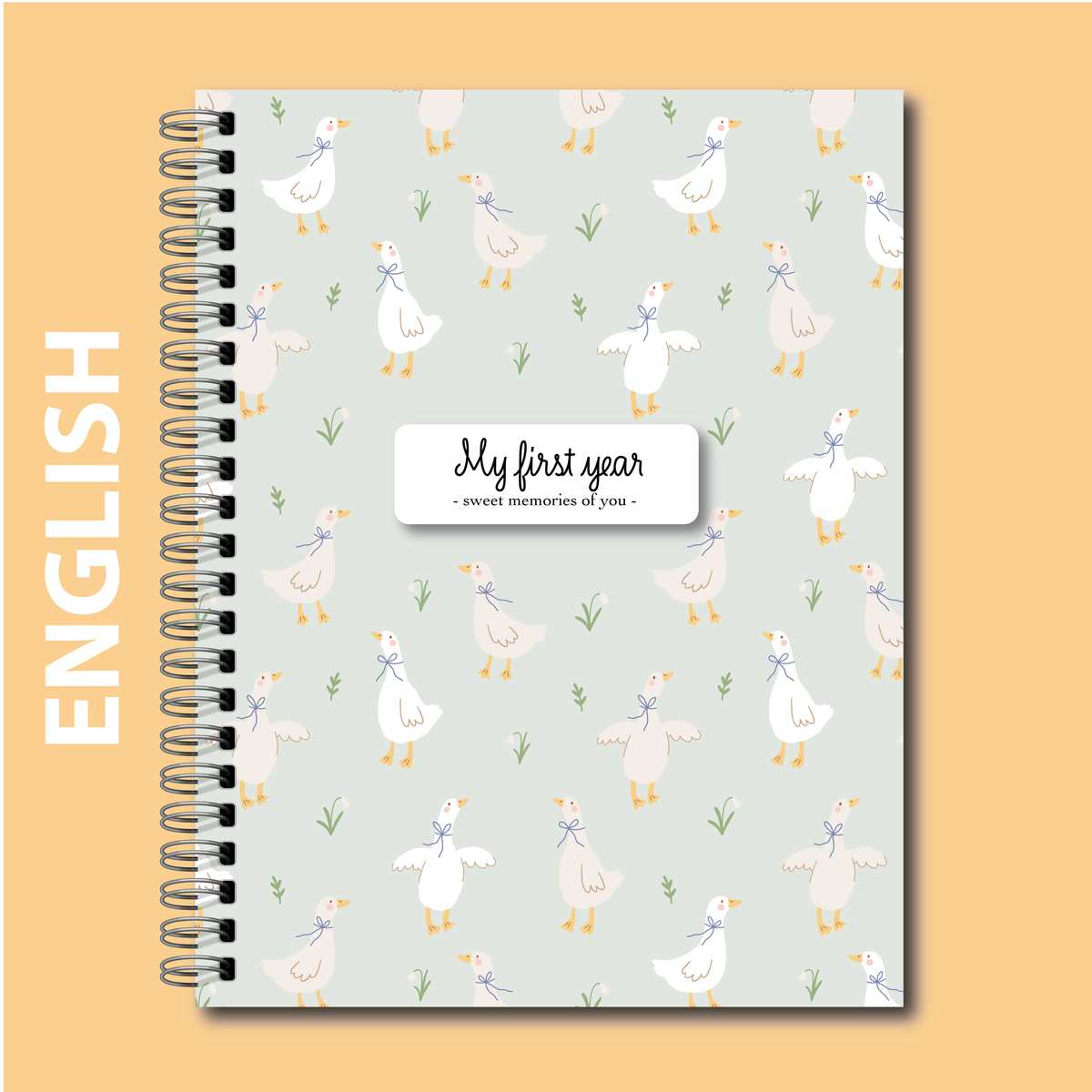 Soft cover baby keepsake book first year - Geese