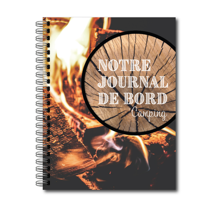 Journal de Camping (feu) – Carnet de souvenirs de camping avec bucket list et pages photos