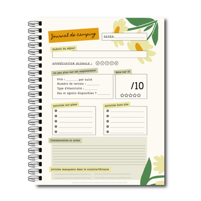 Journal de Camping (roulotte) – Carnet de souvenirs de camping avec bucket list et pages photos