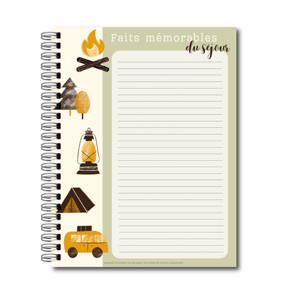 Journal de Camping (roulotte) – Carnet de souvenirs de camping avec bucket list et pages photos