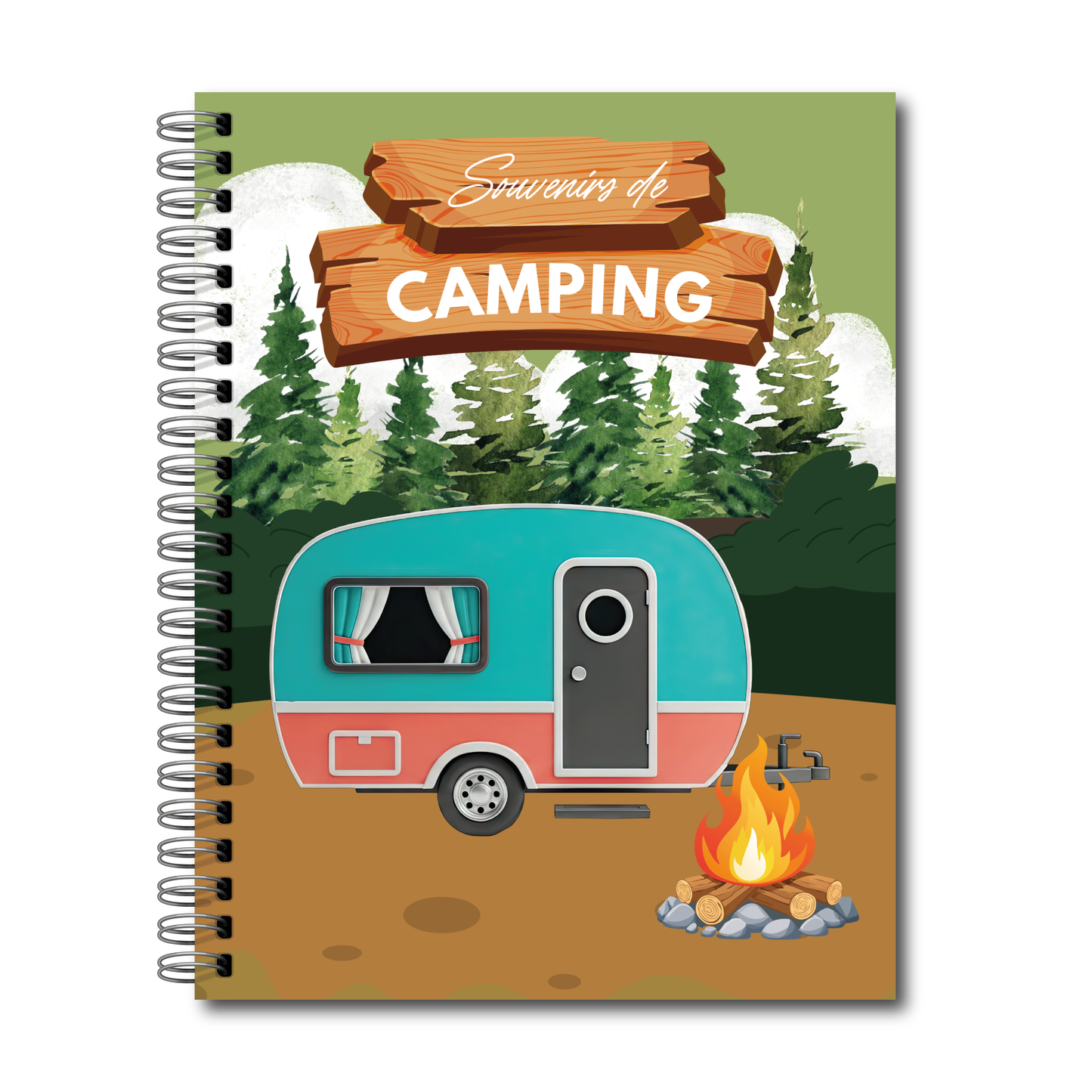 Journal de Camping (roulotte) – Carnet de souvenirs de camping avec bucket list et pages photos