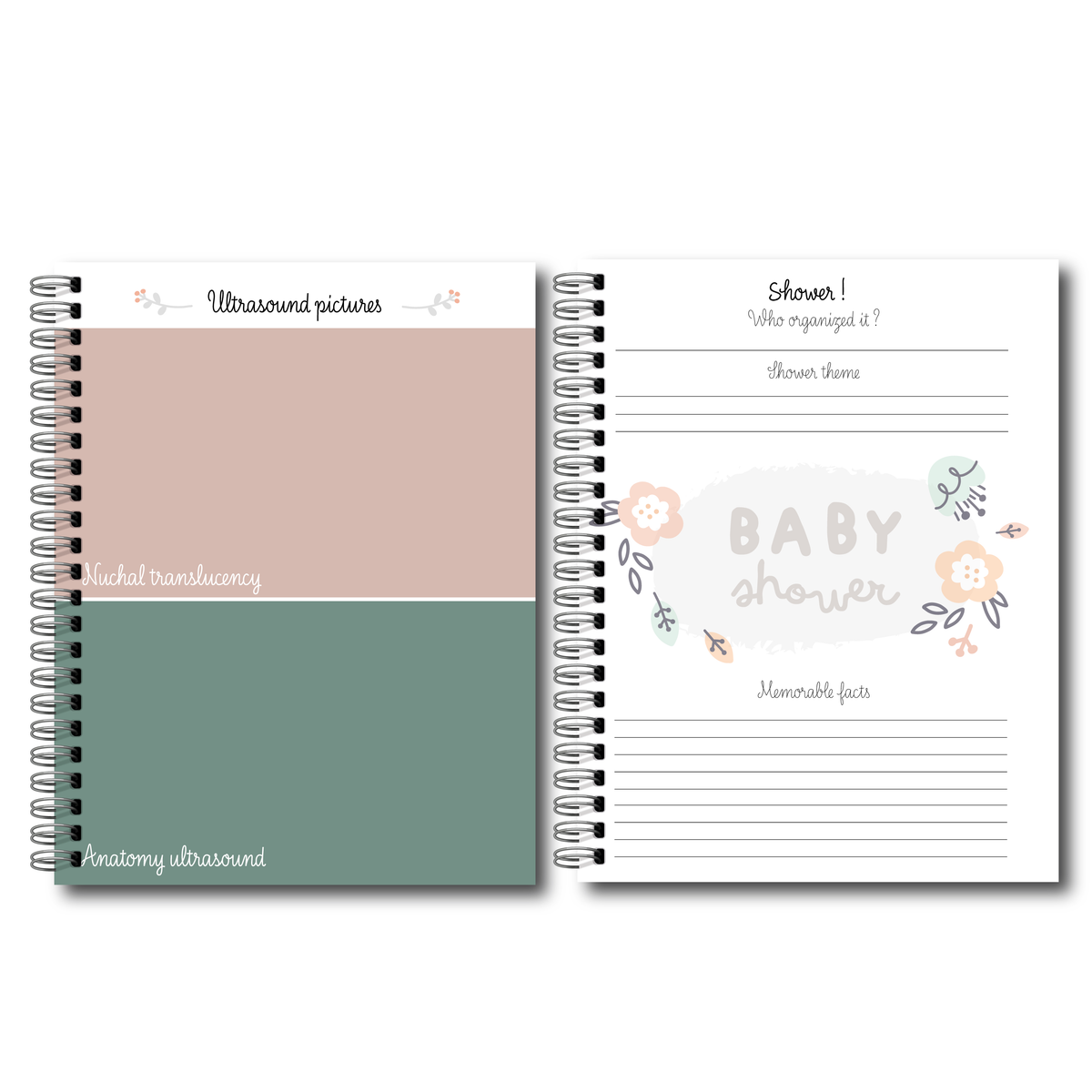 Soft cover baby keepsake book first year - Eucalyptus
