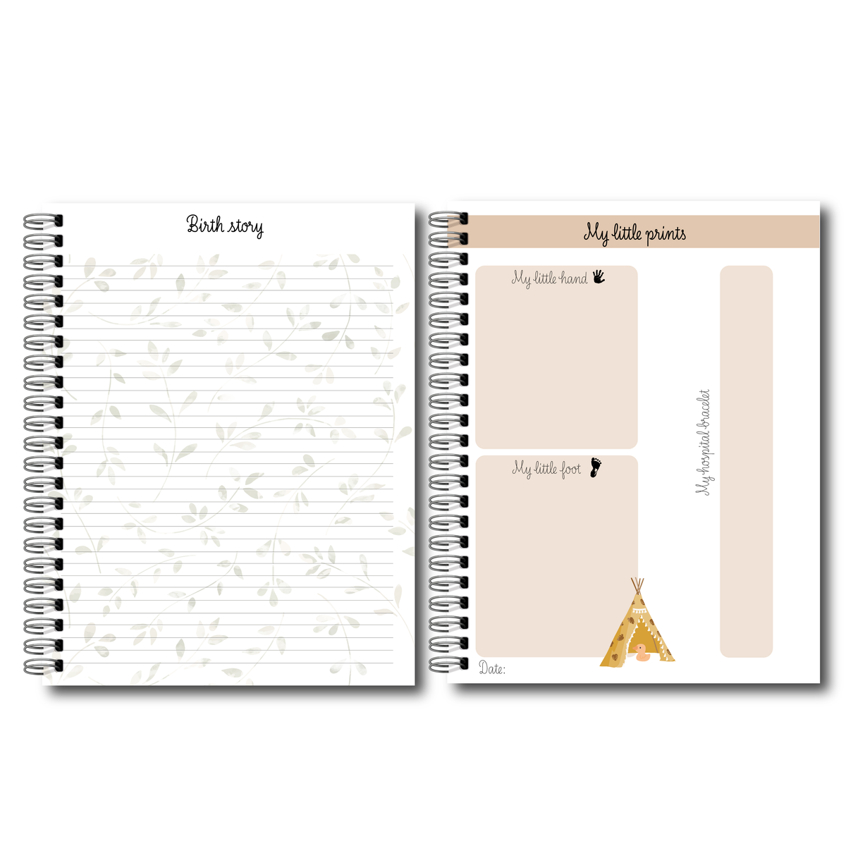 Soft cover baby keepsake book first year - Eucalyptus
