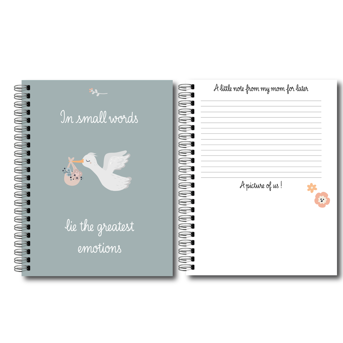 Soft cover baby keepsake book first year - Eucalyptus