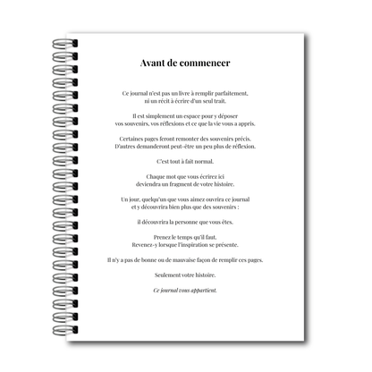 Mon Journal d'Héritage, Invitation à raconter votre histoire, Transmettre vos valeurs, Souvenirs, Traditions et Léguer votre héritage de génération en génération, LIVRAISON GRATUITE