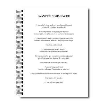 Mon Journal d'Héritage, Invitation à raconter votre histoire, Transmettre vos valeurs, Souvenirs, Traditions et Léguer votre héritage de génération en génération, LIVRAISON GRATUITE