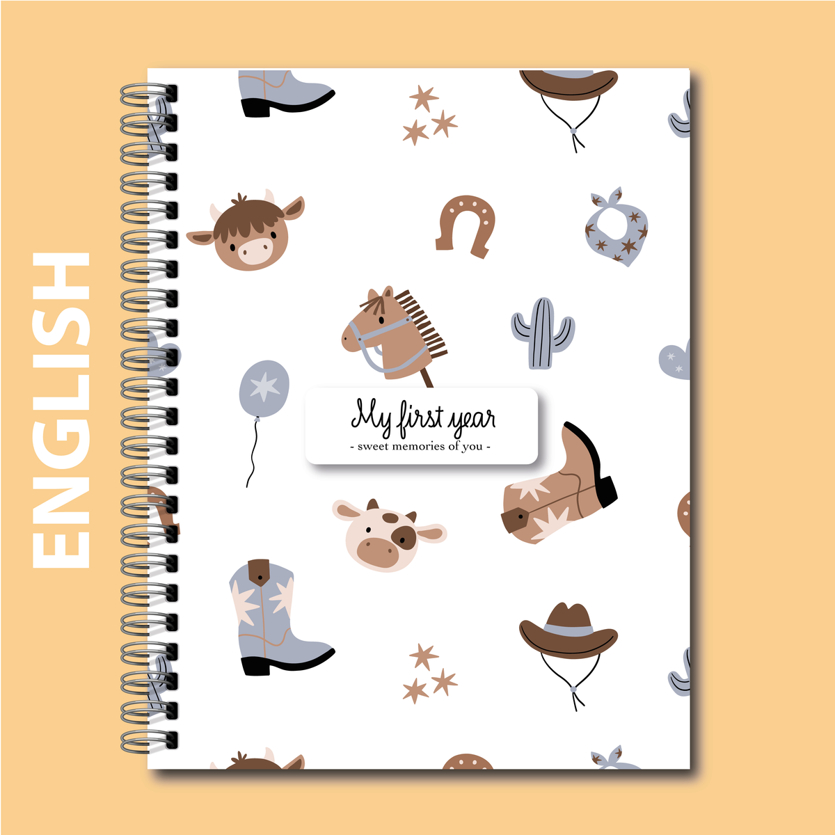 Soft cover baby keepsake book first year - Western