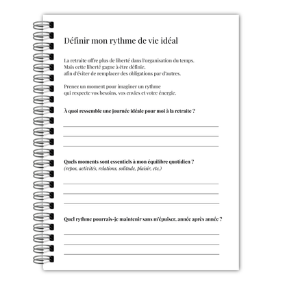 Journal de retraite, préparation, visualisation guidée, cadeau pour retraités et futurs retraités