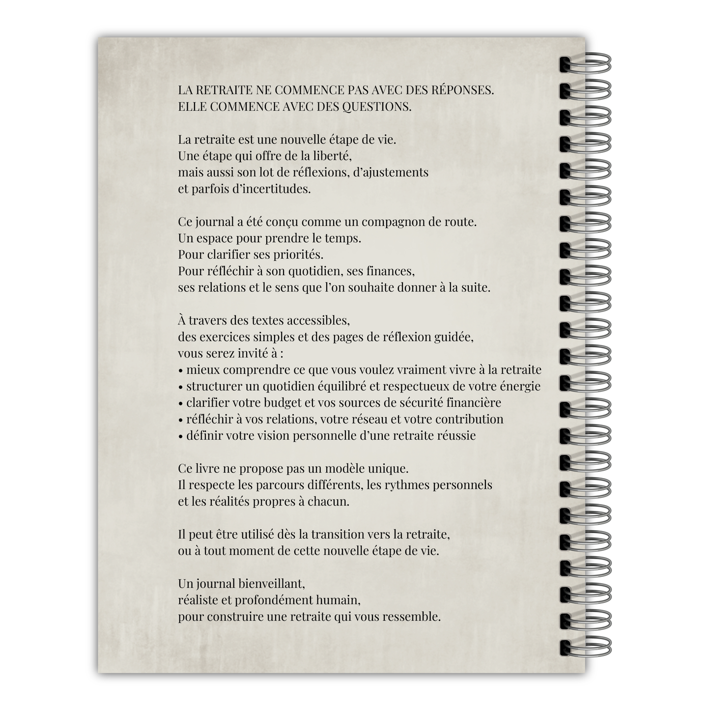 Journal de retraite, préparation, visualisation guidée, cadeau pour retraités et futurs retraités