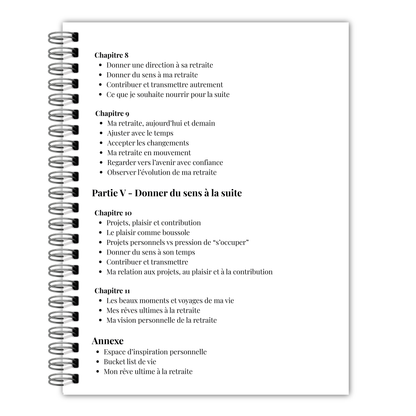 Journal de retraite, préparation, visualisation guidée, cadeau pour retraités et futurs retraités