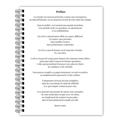 Journal de retraite, préparation, visualisation guidée, cadeau pour retraités et futurs retraités