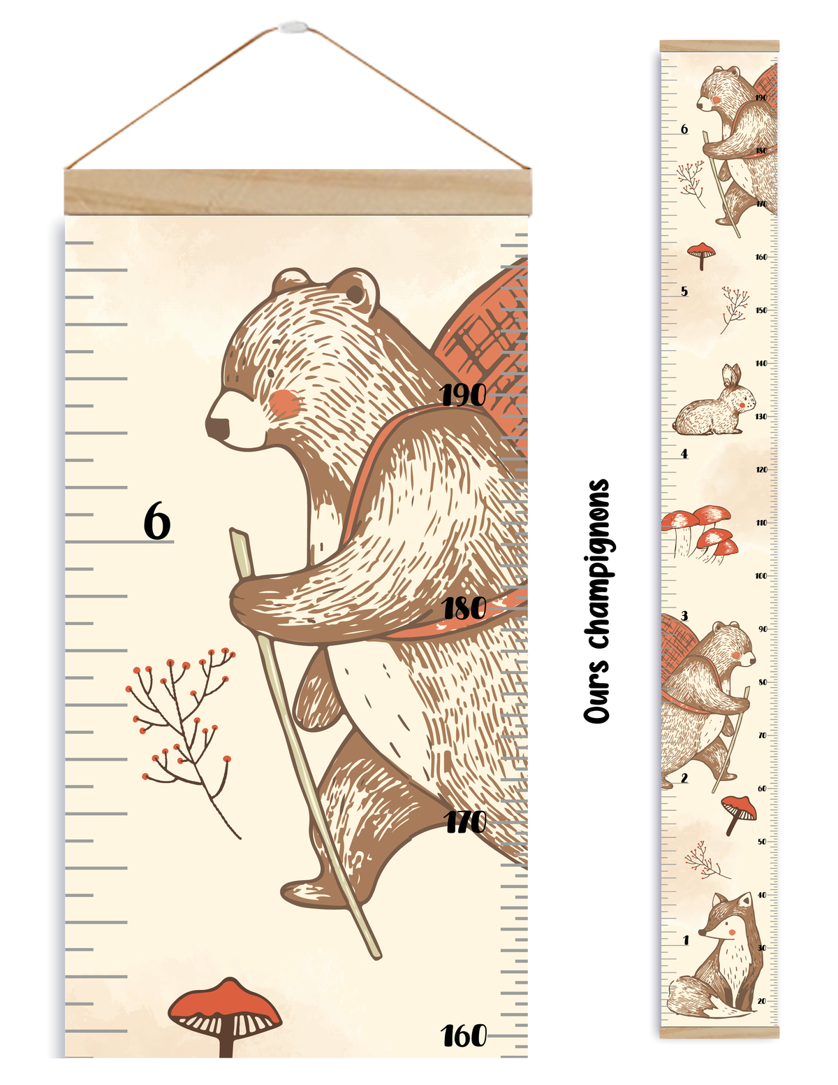 Échelles de croissance - Ours Champignons/Growth chart Mushroom Bear