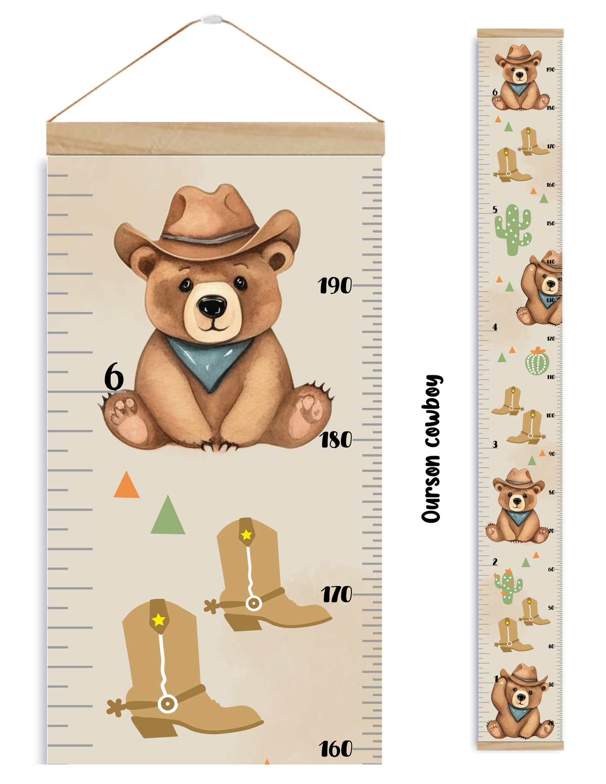 Échelles de croissance - Ourson cow-boy/Growth chart Cowboy bear